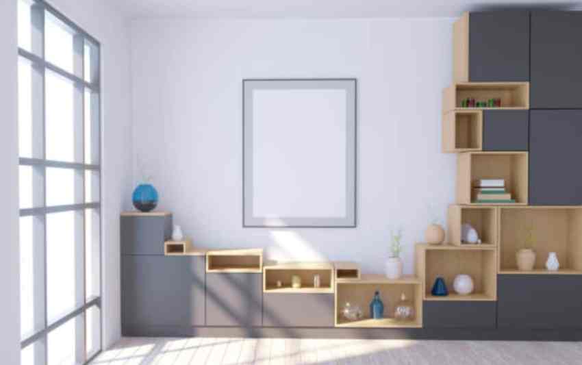 thiết kế nội thất phòng khách gỗ công nghiệp sáng tạo